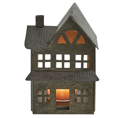 old metal christmas houses with tea light holder hallmark|metal tea light houses.